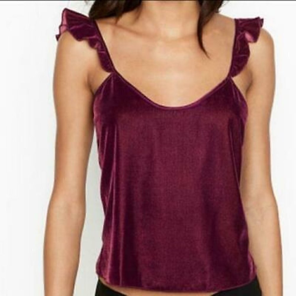 VICTORIA'S SECRET | Velvet Ruffle Cami Tank Top | Sz. XS